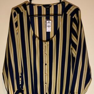 EXPRESS long sleeve vertical stripe navy & yellow